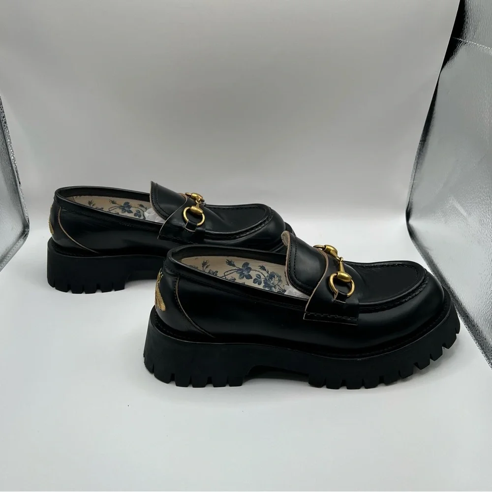 Gucci Harald Leather Lug-Sole Loafers